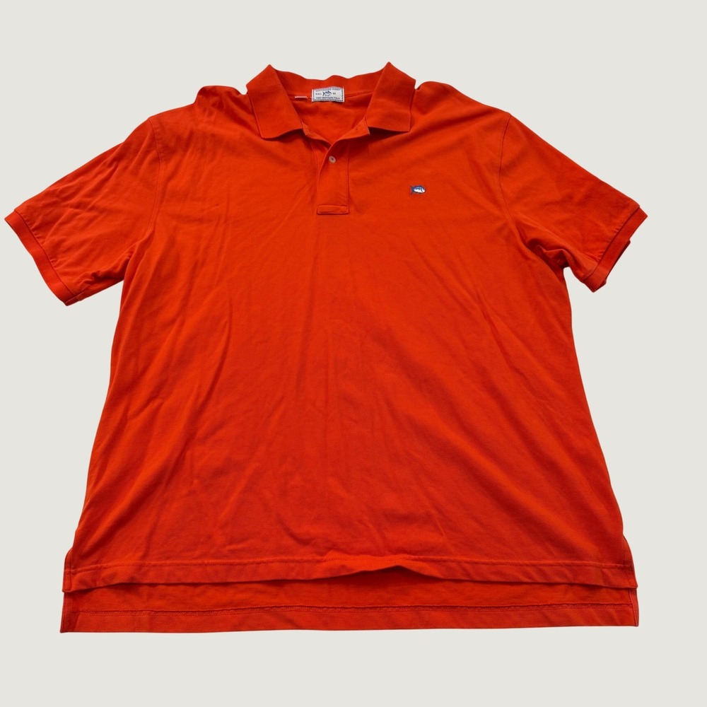 Southern Tide Skipjack Polo Mens XXL Orange Clemson Tigers Cotton Short Sleeve